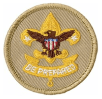 A patch that says " be prepared ".